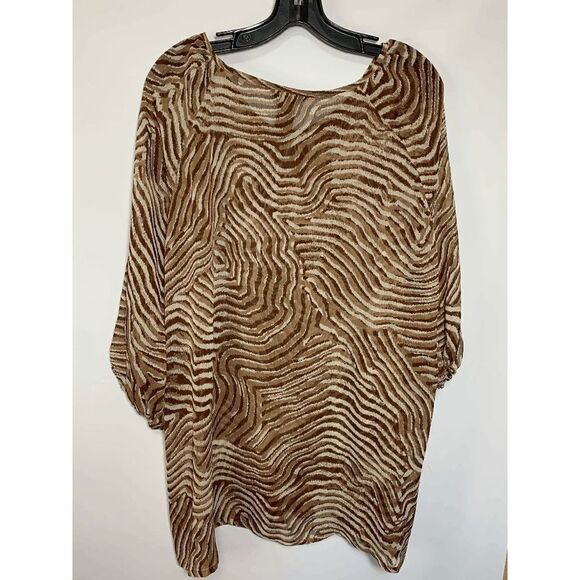 Multiples Women's Brown Animal Print Pullover Tunic Blouse Top Plus Size 1X - Picture 8 of 8